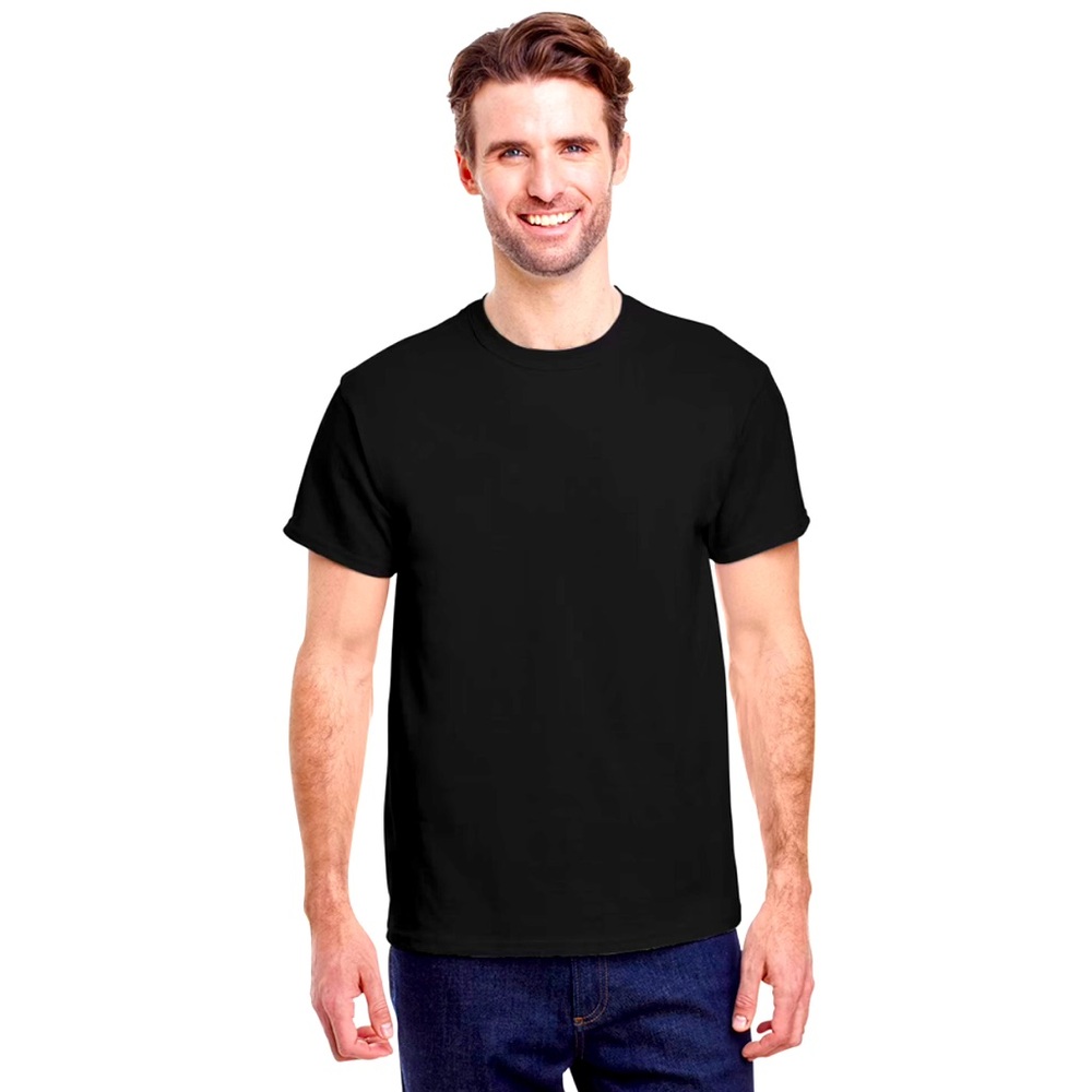 Cotton Best Mens Black T-Shirt Heavy Cotton Crew Neck Short Sleeve Large